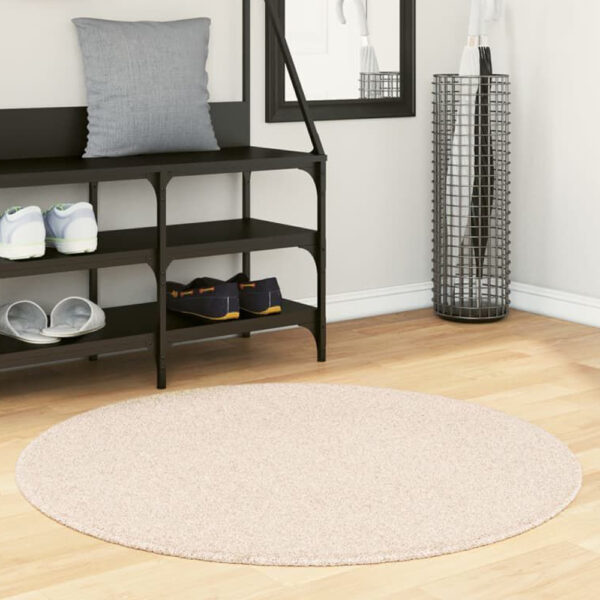Hopkins 100cm Polyester Round Non-Slip Washable Rug - Beige