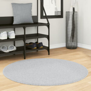 Hopkins 100cm Polyester Round Non-Slip Washable Rug - Grey