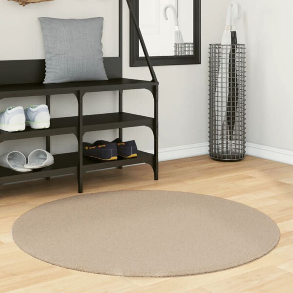 Hopkins 100cm Polyester Round Non-Slip Washable Rug - Sand