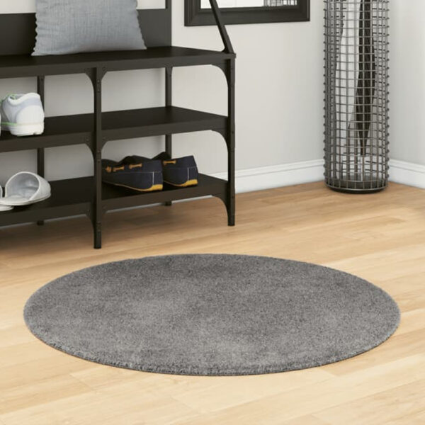 Hopkins 80cm Polyester Round Non-Slip Washable Rug - Anthracite