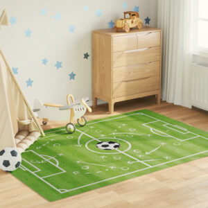 Roxboro Polyester Kids Washable Anti-Slip Football Field Rug - Green