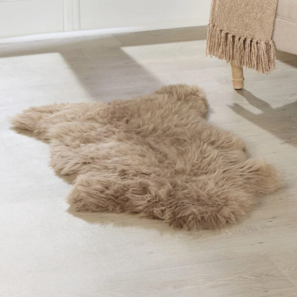 Biloxi Fabric Sheepkin Rug In Taupe