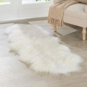 Ivins Fabric Double Sheepskin Rug In Ivory White