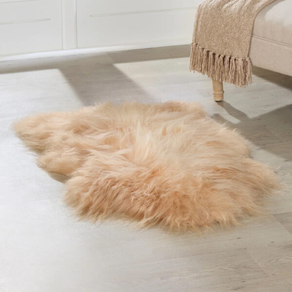 Ivins Fabric Sheepskin Rug In Cappuccino